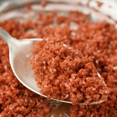 Spoonful of alaea red sea salt