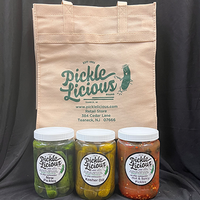 Purchase 3 quarts of whole pickles and get this Pickle Licious tote for free!