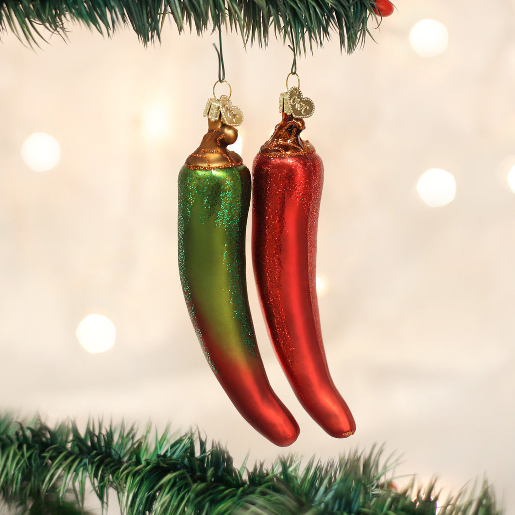 Chili pepper holiday ornaments